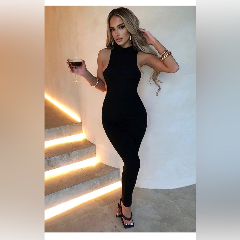Women's Sexy Turtle Neck Backless Party Maxi Dresses